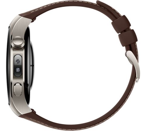 Умные часы Huawei Watch 5 46 мм титановый, с коричневым силиконовым ремешком, международная версия