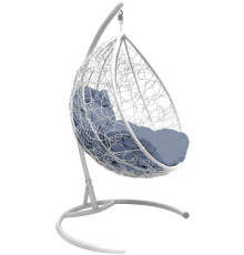 Подвесное кресло M-Group Капля 11020109 белый ротанг/серая подушка