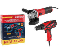 Wortex 1329385 болгарка, шуруповерт, 5 дисков