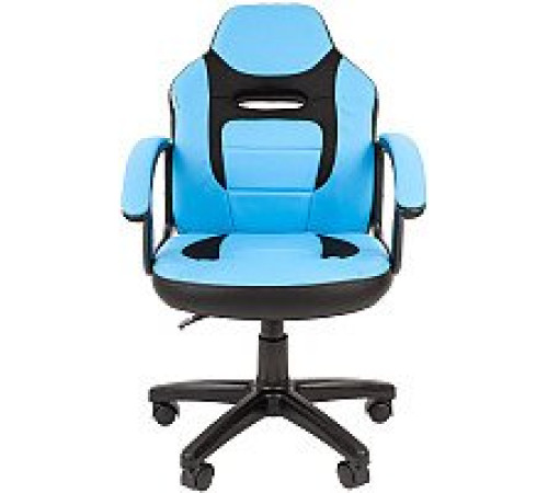 Игровое геймерское кресло CHAIRMAN Kids 110 экопремиум, черный/голубой