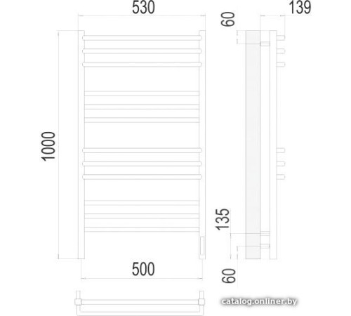 Полотенцесушитель TERMINUS Соренто П12 500x1000 электро хром