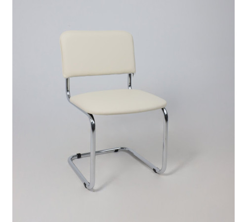 Офисный стул AksHome Славия кремовый кожзам/хром