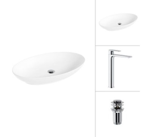 Умывальник Lauter 21571 + Reef 21CK8678C с донным клапаном 21190CH хром