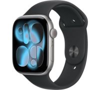 Умные часы Apple Watch Series 11 46 мм алюминиевый корпус, космический серый/черный, спортивный силиконовый ремешок M/L