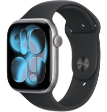 Умные часы Apple Watch Series 11 46 мм алюминиевый корпус, космический серый/черный, спортивный силиконовый ремешок M/L