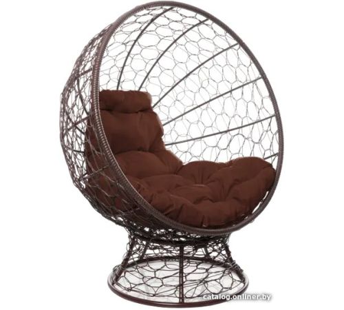 Кресло M-Group Кокос на подставке 11590205 коричневый ротанг/коричневая подушка
