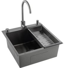 Кухонная мойка Futur FK 5050 Eco Embossing Pop-up Mixer plus Black Nano