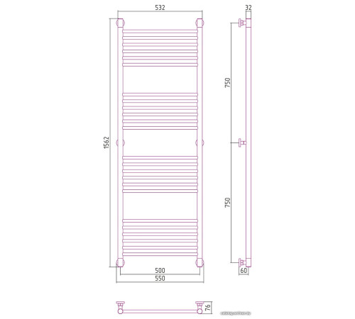 Полотенцесушитель Сунержа Богема+ прямая 1500х500 31-0220-1550