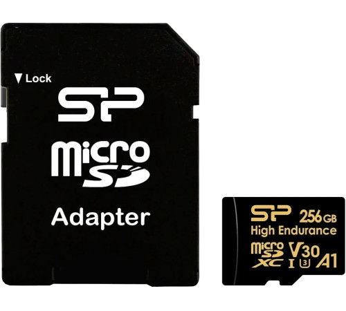 Карта памяти Silicon-Power Golden Series High Endurance microSDXC SP256GBSTXDV3V1HSP 256GB с адаптером