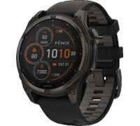 Умные часы Garmin Fenix 8 Solar, Sapphire 47мм титановый угольно-серый DLC с черным ремешком