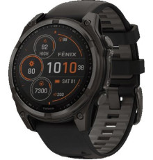 Умные часы Garmin Fenix 8 Solar, Sapphire 47мм титановый угольно-серый DLC с черным ремешком