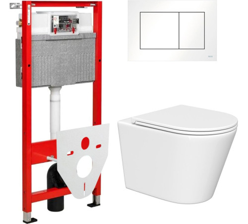 Унитаз подвесной Lauter Longer 2110822 + TECE Kit 9400413 с кнопкой белый