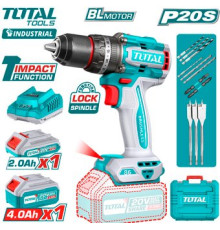 Ударная дрель-шуруповерт Total TIDLI20868 с 2-мя АКБ, кейс