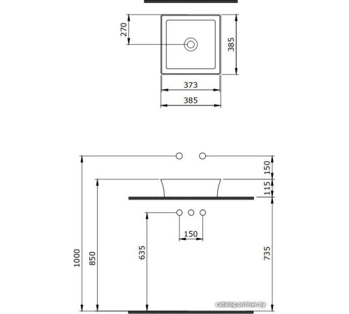 Умывальник Berges Wasserhaus Ego SL 38x38 181010