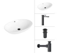 Умывальник Lauter 21709 + Cascade 21СК0655BS + сифон 21635B + дон.клапан 21190B черный матовый
