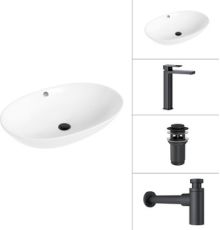 Умывальник Lauter 21709 + Cascade 21СК0655BS + сифон 21635B + дон.клапан 21190B черный матовый
