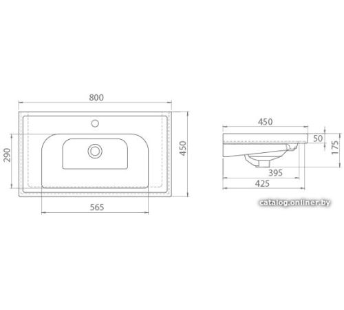Умывальник CeraStyle Frame 80 031200-u