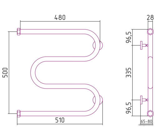 Полотенцесушитель Сунержа М-образный+ 500х500 00-4007-5050