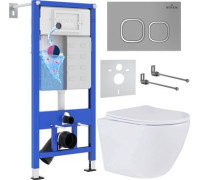 Унитаз подвесной Roxen Antares One Rimless 6 в 1 StounFix Dual Fresh 557682 кнопка: матовая