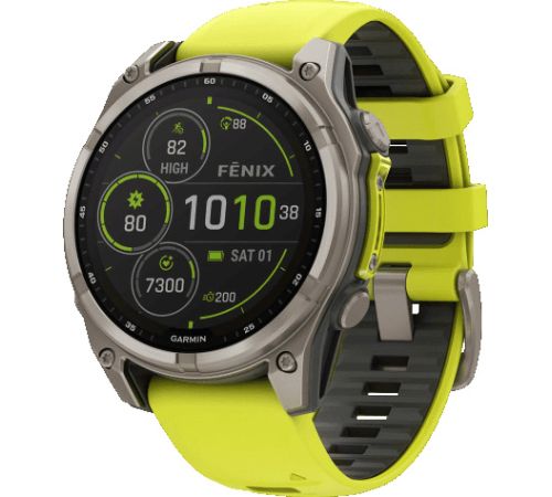 Умные часы Garmin Fenix 8 Solar, Sapphire 47мм титановый серый с желтым ремешком