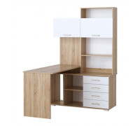 Стол Памир ПКС-11 левый дуб сонома/белый глянец