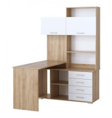 Стол Памир ПКС-11 левый дуб сонома/белый глянец