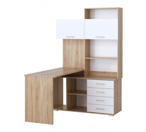 Стол Памир ПКС-11 левый дуб сонома/белый глянец