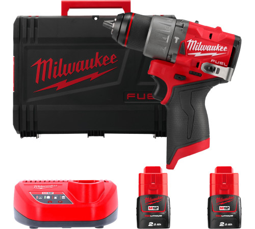 Ударная дрель-шуруповерт Milwaukee M12 FUEL M12FPD2-202X 4933479868 с 2-мя АКБ 2 Ач, кейс