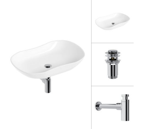 Умывальник Lauter 21570 + клапан 21190CH + сифон 21635CH хром