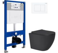 Унитаз подвесной Lauter Augsburg 21109EC + 21901001 + 219702J черный матовый с кнопкой смыва белый