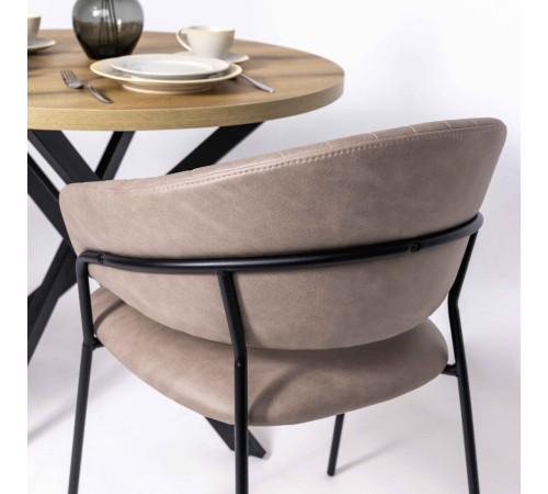 Стул с подлокотниками Алвест AV 433 песочная замша Kiprus 03/черный