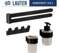 Набор аксессуаров для ванной Lauter 21TS3019 + 21TS3021 + 21TS3009 + 21TS3003 Matt Black, 4 предмета
