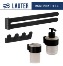 Набор аксессуаров для ванной Lauter 21TS3019 + 21TS3021 + 21TS3009 + 21TS3003 Matt Black, 4 предмета