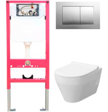 Унитаз подвесной Керамин Бари Slim МЛ Премиум c кнопкой K5236-К-EEA4