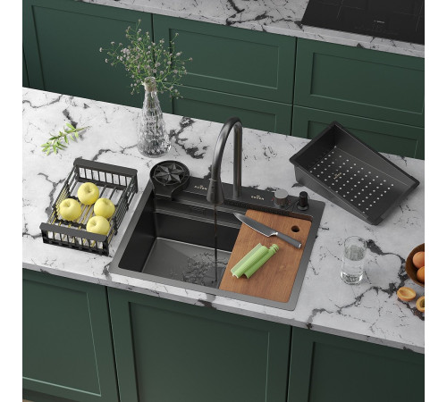 Кухонная мойка Roxen Stage Plus 560250-60B многофункциональная 8 в 1 60*48/графит