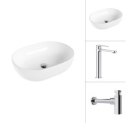 Умывальник Lauter 21836A + Moon 21СK81691C с сифоном 21635CH хром
