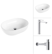 Умывальник Lauter 21836A + Moon 21СK81691C с сифоном 21635CH хром