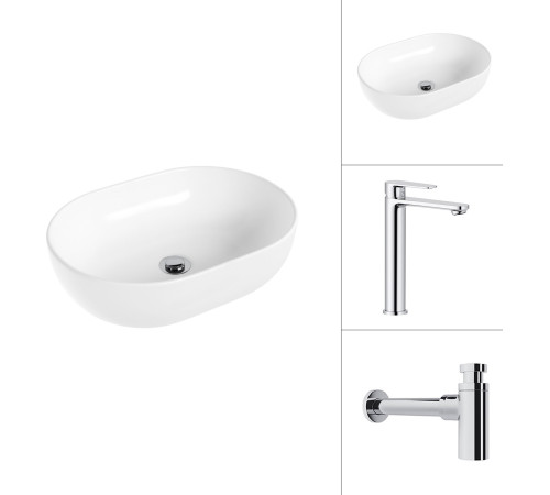 Умывальник Lauter 21836A + Moon 21СK81691C с сифоном 21635CH хром