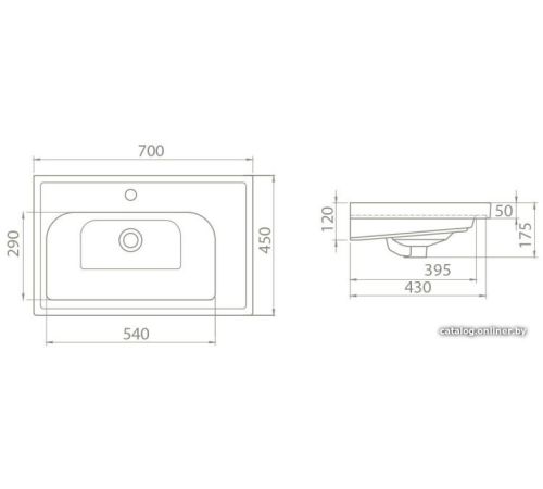 Умывальник CeraStyle Frame 70 031100-u