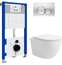 Унитаз подвесной Lauter Vortex 2110830 с кнопкой 219703E круглая, сатин