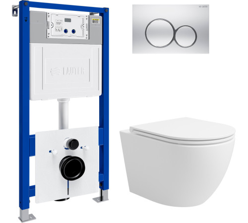 Унитаз подвесной Lauter Vortex 2110830 с кнопкой 219703E круглая, сатин