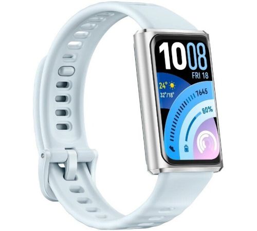 Фитнес-браслет Huawei Band 11 Pro серебристый, с голубым силиконовым ремешком, международная версия