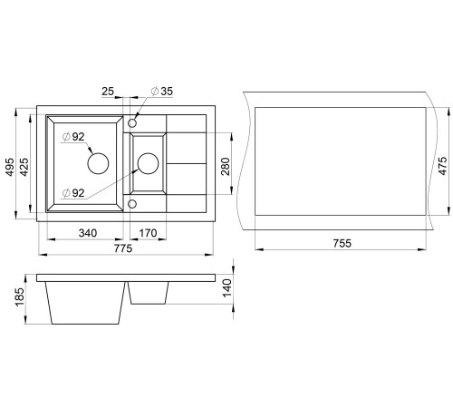 Кухонная мойка Granula 7802 пирит