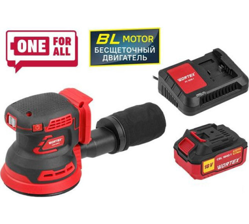 Эксцентриковая шлифмашина Wortex COS 1218 E ALL1 1334403 с 1-м АКБ