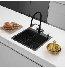 Кухонная мойка ARFEKA ECO AR мойка 500*500, коландер F, дозатор BLACK DECOR