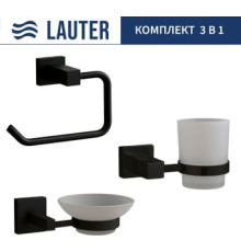 Набор аксессуаров для ванной Lauter 21SH6062 + 21SH6052 + 21SH6072 Matt Black, 3 предмета