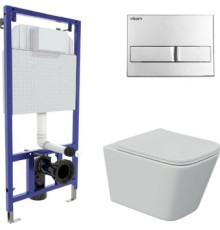 Унитаз подвесной Berges Wasserhaus Floe S Rimless + Visam Slim 525 EX-043242 с сиденьем