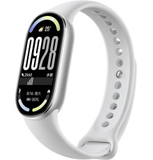 Фитнес-браслет Xiaomi Smart Band 10 серебристый, с белым силиконовым ремешком, международная версия