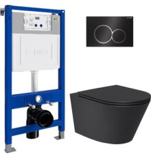 Унитаз подвесной Lauter Longer 2110822B + 21901001 кнопка 219704E, черный