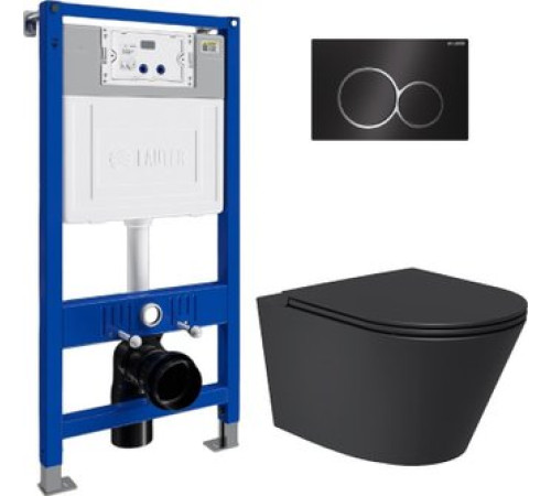 Унитаз подвесной Lauter Longer 2110822B + 21901001 кнопка 219704E, черный